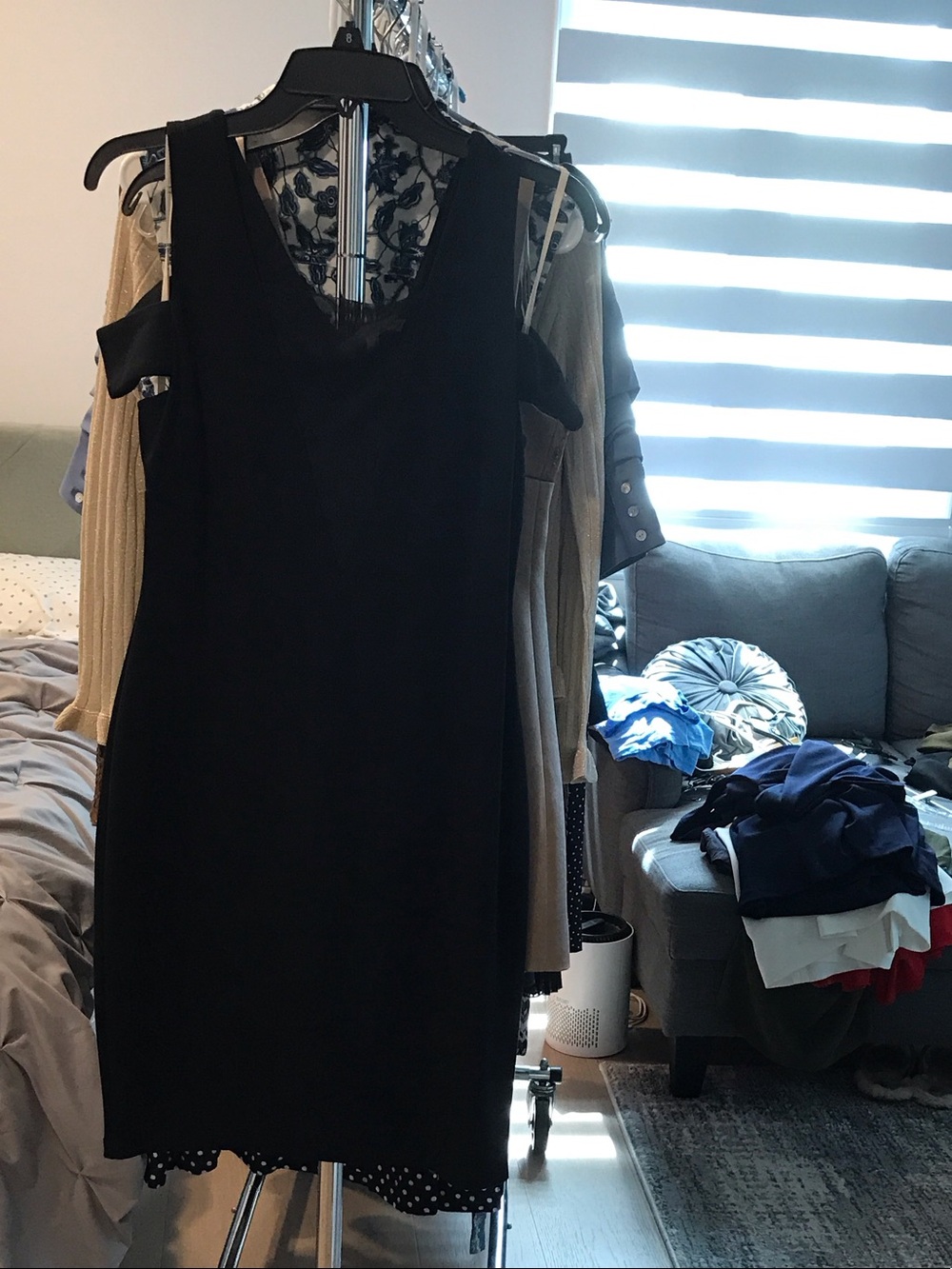 Halston Heritage Black Cold-Shoulder Mini Dress